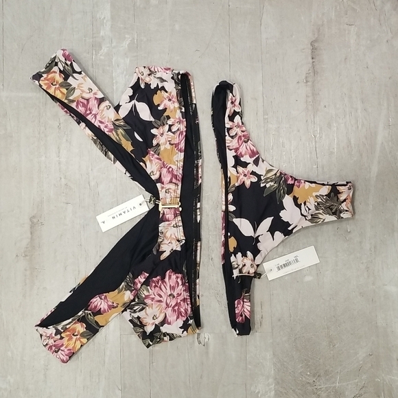 💕VITAMIN A💕 Bikini Capri Top XL + Rosie Cheeky Bottom L ~ Ambrosia Floral NWT - Picture 14 of 16